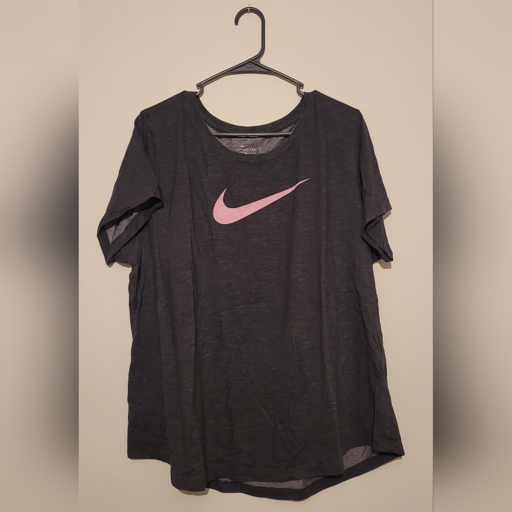 Womens 1x Nike Tee Dri Fit Gray with Pink